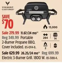 Canadian Tire Vermont castings 2-Burner Propane BBQ. Cover included offer