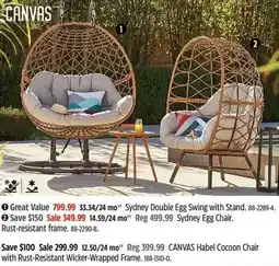 Canadian Tire Sydney double egg swing with stand offer