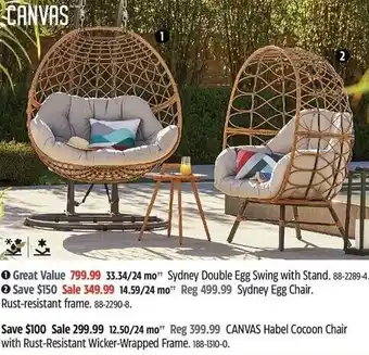 Canadian Tire Sydney egg chair offer