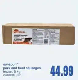 Wholesale Club Sunspun pork and beef sausages offer