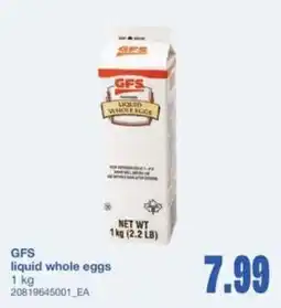 Wholesale Club GFS liquid whole eggs offer