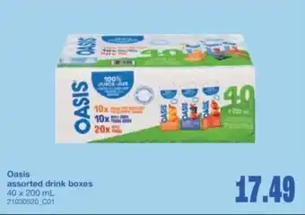 Wholesale Club Oasis assorted drink boxes offer