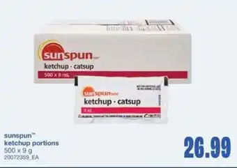 Wholesale Club Sunspun ketchup portions offer