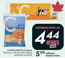 Sobeys Compliments cheese or shreds offer