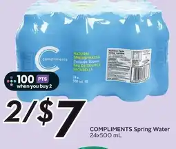Sobeys Compliments spring water offer