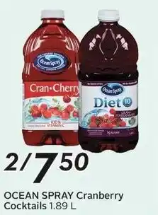 Sobeys Ocean spray cranberry cocktails offer