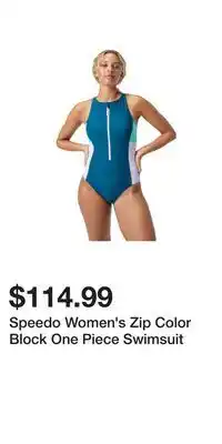 Sport Chek Speedo Women's Zip Color Block One Piece Swimsuit offer