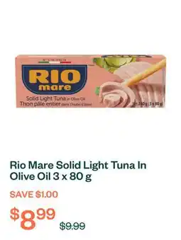 Voilà Rio Mare Solid Light Tuna In Olive Oil 3 x 80 g offer
