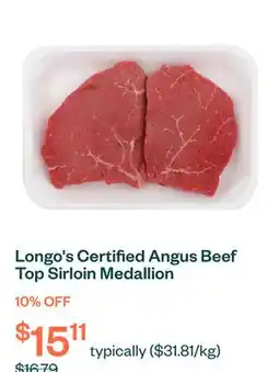 Voilà Longo's Certified Angus Beef Top Sirloin Medallion offer