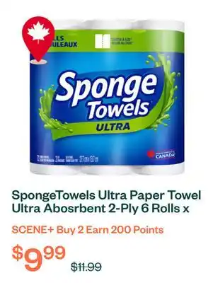 Voilà SpongeTowels Ultra Paper Towel Ultra Abosrbent 2-Ply 6 Rolls x 72 Sheets offer