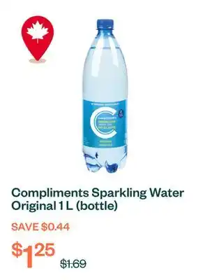 Voilà Compliments Sparkling Water Original 1 L (bottle) offer