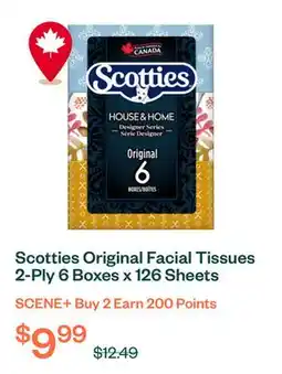 Voilà Scotties Original Facial Tissues 2-Ply 6 Boxes x 126 Sheets offer