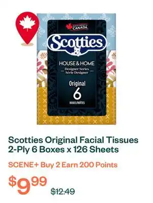 Voilà Scotties Original Facial Tissues 2-Ply 6 Boxes x 126 Sheets offer