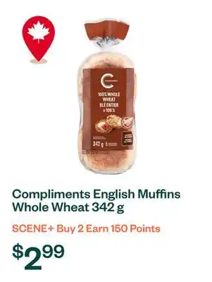 Voilà Compliments English Muffins Whole Wheat 342 g offer