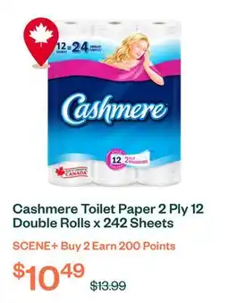 Voilà Cashmere Toilet Paper 2 Ply 12 Double Rolls x 242 Sheets offer