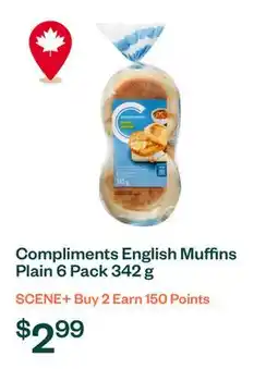 Voilà Compliments English Muffins Plain 6 Pack 342 g offer