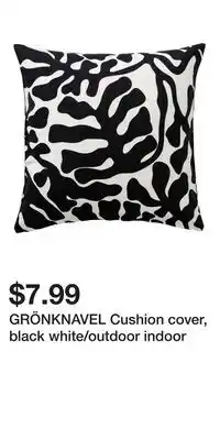 IKEA GRÖNKNAVEL Cushion cover, black white/outdoor indoor offer