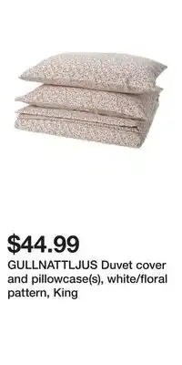 IKEA GULLNATTLJUS Duvet cover and pillowcase(s), white/floral pattern, King offer
