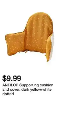 IKEA ANTILOP Supporting cushion and cover, dark yellow/white dotted offer