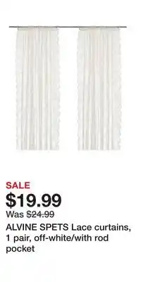 IKEA ALVINE SPETS Lace curtains, 1 pair, off-white/with rod pocket offer