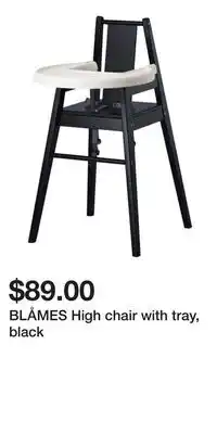IKEA BLÅMES High chair with tray, black offer