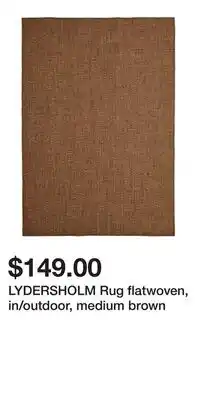 IKEA LYDERSHOLM Rug flatwoven, in/outdoor, medium brown offer