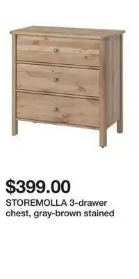IKEA STOREMOLLA 3-drawer chest, gray-brown stained offer