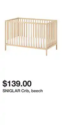 IKEA SNIGLAR Crib, beech offer