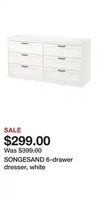 IKEA SONGESAND 6-drawer dresser, white offer