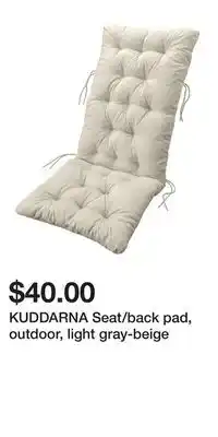 IKEA KUDDARNA Seat/back pad, outdoor, light gray-beige offer