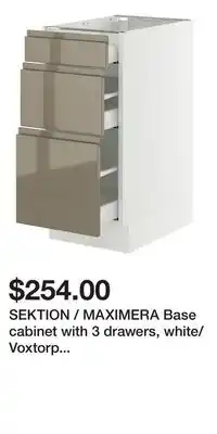 IKEA SEKTION / MAXIMERA Base cabinet with 3 drawers, white/Voxtorp high-gloss dark grey-brown offer
