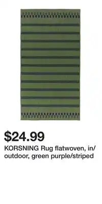 IKEA KORSNING Rug flatwoven, in/outdoor, green purple/striped offer