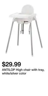 IKEA ANTILOP High chair with tray, white/silver color offer