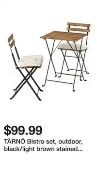 IKEA TÄRNÖ Bistro set, outdoor, black/light brown stained foldable/foldable Kuddarna light grey-beige offer