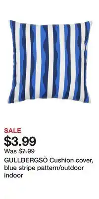 IKEA GULLBERGSÖ Cushion cover, blue stripe pattern/outdoor indoor offer