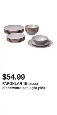 IKEA FÄRGKLAR 18-piece dinnerware set, light pink offer