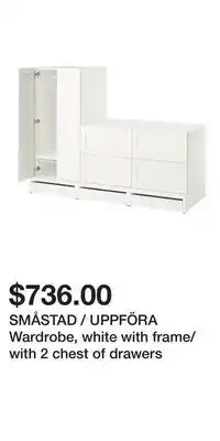 IKEA SMÅSTAD / UPPFÖRA Wardrobe, white with frame/with 2 chest of drawers offer