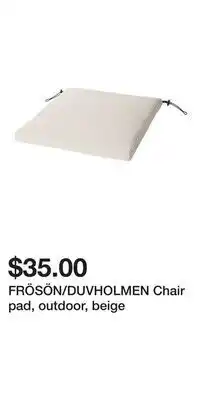 IKEA FRÖSÖN/DUVHOLMEN Chair pad, outdoor, beige offer