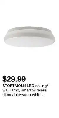 IKEA STOFTMOLN LED ceiling/wall lamp, smart wireless dimmable/warm white white offer