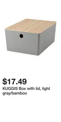 IKEA KUGGIS Box with lid, light gray/bamboo offer