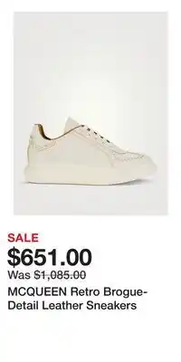 Holt Renfrew MCQUEEN Retro Brogue-Detail Leather Sneakers offer