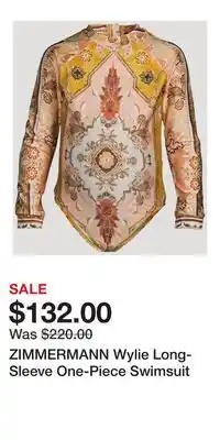 Holt Renfrew ZIMMERMANN Wylie Long-Sleeve One-Piece Swimsuit offer