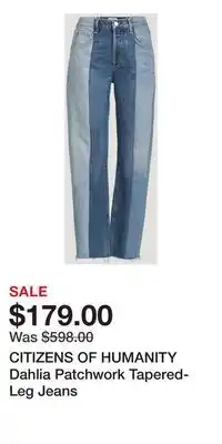 Holt Renfrew CITIZENS OF HUMANITY Dahlia Patchwork Tapered-Leg Jeans offer