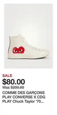 Holt Renfrew COMME DES GARÇONS PLAY CONVERSE X CDG PLAY Chuck Taylor '70 High-Top Sneakers offer