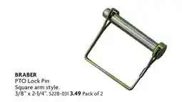 Home Hardware 3/8. x 2-1/4 PTO Lock Pin Square arm style offer