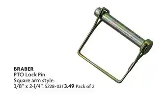 Home Hardware 3/8. x 2-1/4 PTO Lock Pin Square arm style offer