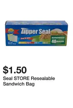 Dollarama Seal STORE Resealable Sandwich Bag offer