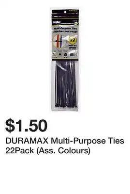 Dollarama DURAMAX Multi-Purpose Ties 22Pack (Ass. Colours) offer