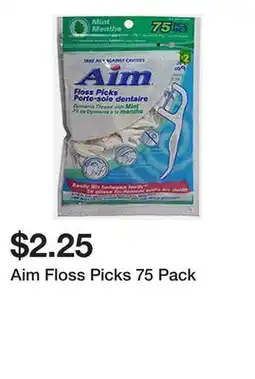Dollarama Aim Floss Picks 75 Pack offer