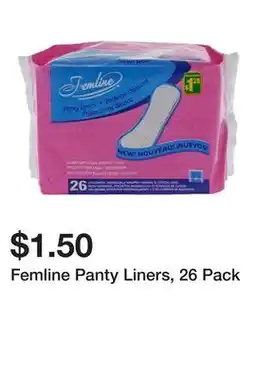 Dollarama Femline Panty Liners, 26 Pack offer